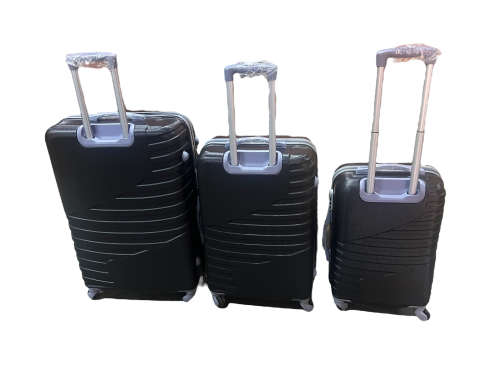 Fancy Design Hard Outer Shell Travel Luggage Set - 3 Piece - Black - Premium Quality Brand