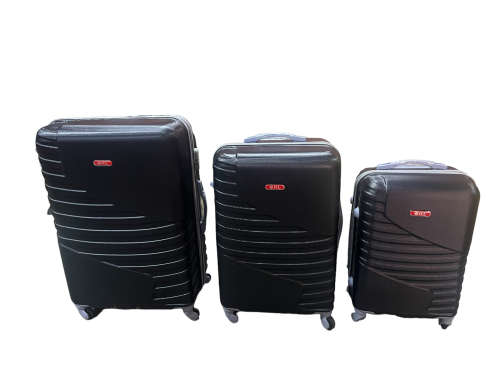 Fancy Design Hard Outer Shell Travel Luggage Set - 3 Piece - Black - Premium Quality Brand