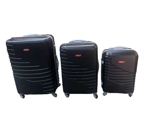 Fancy Design Hard Outer Shell Travel Luggage Set - 3 Piece - Black - Premium Quality Brand