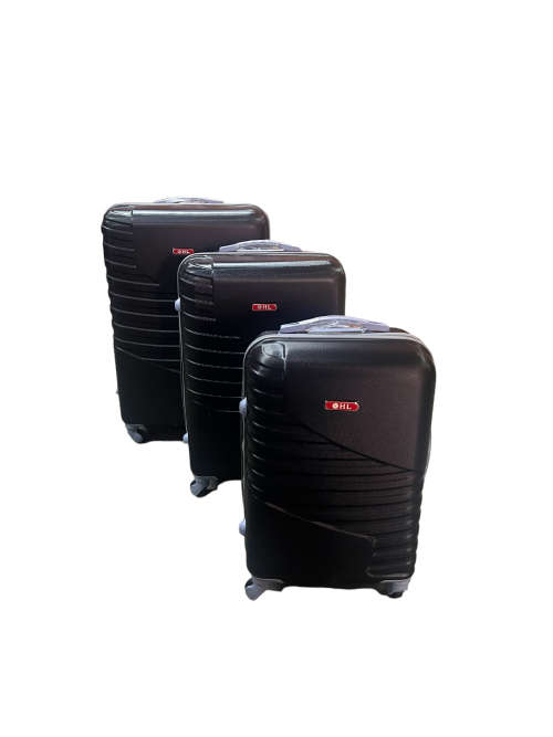 Fancy Design Hard Outer Shell Travel Luggage Set - 3 Piece - Black - Premium Quality Brand