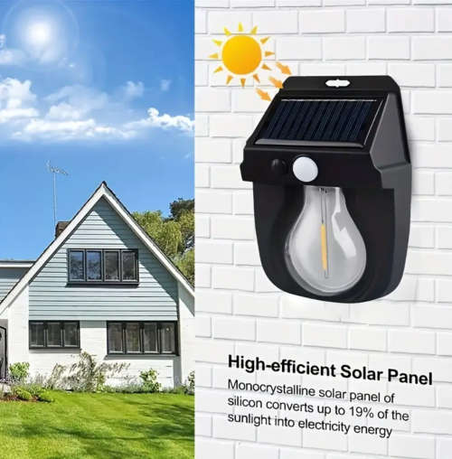 Solar Induction Wall Lamp Tungsten Wire Wall Lamp Three Function Villa Garden Waterproof Light