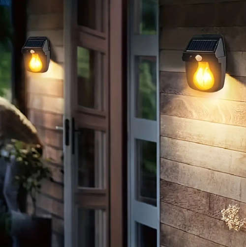Solar Induction Wall Lamp Tungsten Wire Wall Lamp Three Function Villa Garden Waterproof Light
