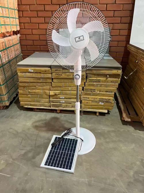 JAIGENG 16` Height Adjustable Rechargeable Solar Fan With Solar Panel and Charger