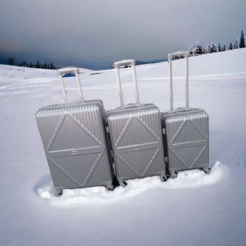 Latest Fashion Fancy Design High Quality Hard Outer Shell 3 in 1 Travel Luggage Set - Silver