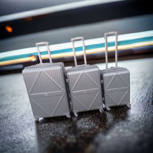 Latest Fashion Fancy Design High Quality Hard Outer Shell 3 in 1 Travel Luggage Set - Silver