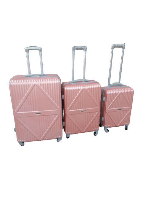 Latest Fashion Fancy Design High Quality Hard Outer Shell 3 in 1 Travel Luggage Set - Rose Gold