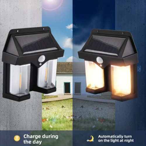 Solar Induction Wall Lamp Tungsten Wire Wall Lamp Three Function Villa Garden Waterproof Light