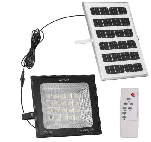 200W LED Solar Flood Light with Remote Control & IP67 Waterproof