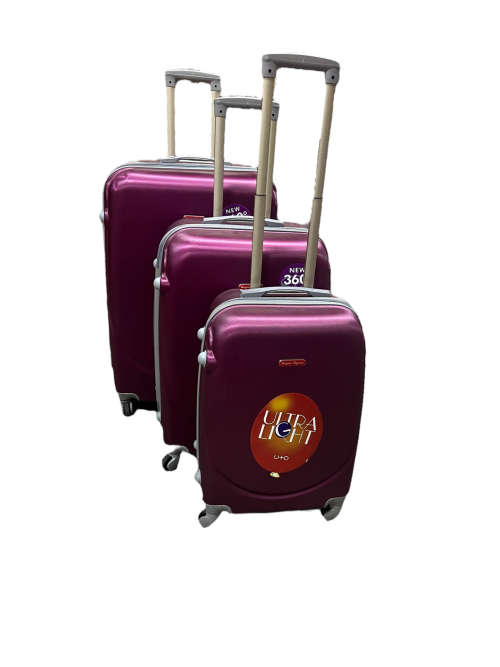 3 Piece Hard Outer Shell Luggage Set - Maroon