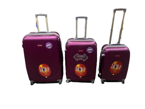 3 Piece Hard Outer Shell Luggage Set - Maroon