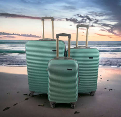 Large 31` Inch Size 3 Piece Hard Outer Shell Luggage Set - Soda Green
