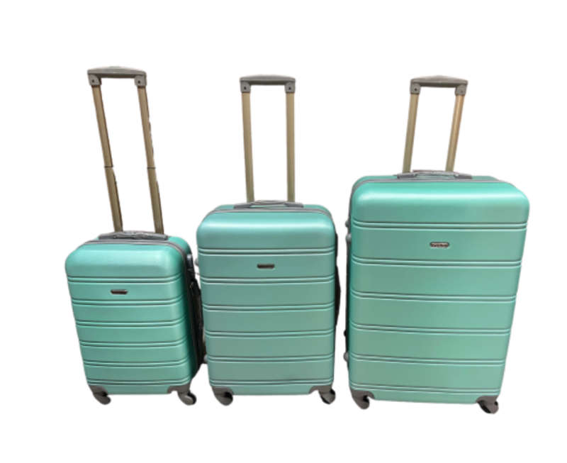 Latest Fashion Fancy Design High Quality Hard Outer Shell 3 in 1 Travel Luggage Set - Apple Green