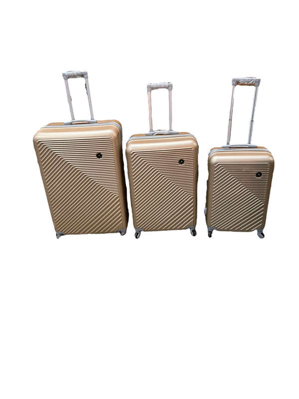 Latest Fashion Fancy Design High Quality Hard Outer Shell 3 in 1 Travel Luggage Set - Golden Demo