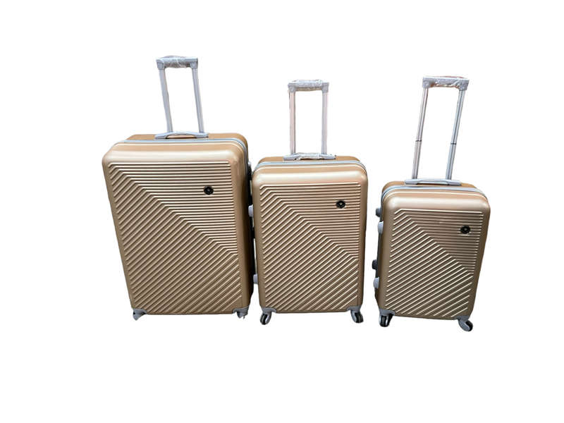 Latest Fashion Fancy Design High Quality Hard Outer Shell 3 in 1 Travel Luggage Set - Golden Demo