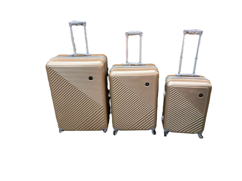 Latest Fashion Fancy Design High Quality Hard Outer Shell 3 in 1 Travel Luggage Set - Golden Demo