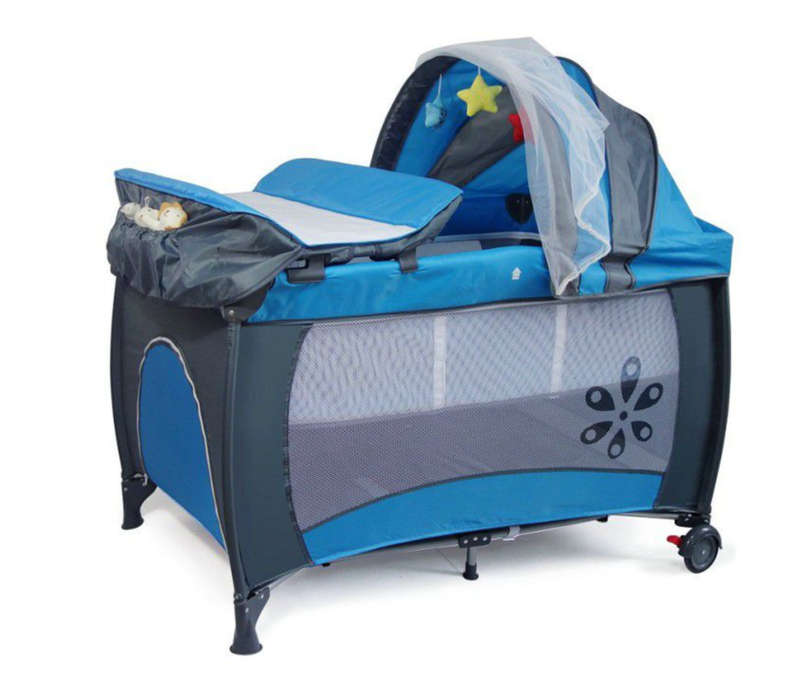 Baby Centre Travel Cot With Folding Mattress - Blue