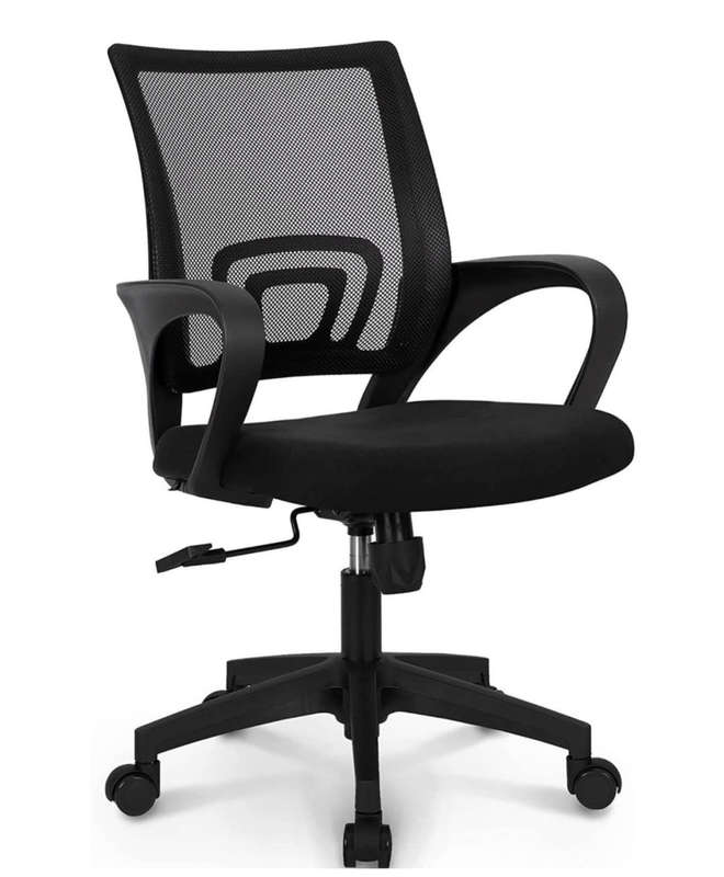 Ergonomic Computer Desk Office Chair Mesh Back With Lift&Swivel and Tilt Mechanism Nylon Base Black