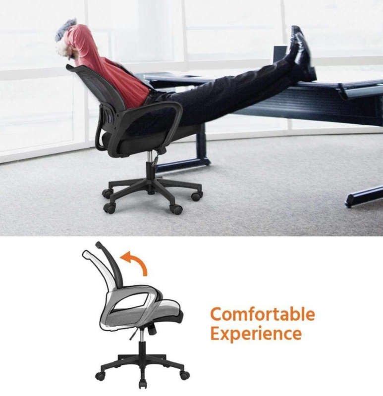Ergonomic Computer Desk Office Chair Mesh Back With Lift&Swivel and Tilt Mechanism Nylon Base Black