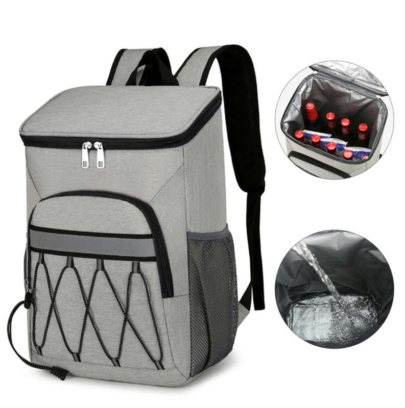 Portable Insulated Leakproof Cooler Bag Large  Lunch Picnic Bag Backpack - Grey
