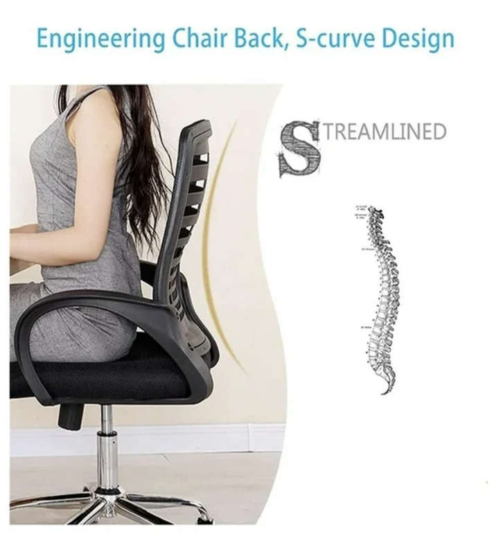 Black Ergonomic Office Chair with Armrest, Lift&Swivel/Tilt Mechanism and Metal Base Brand New