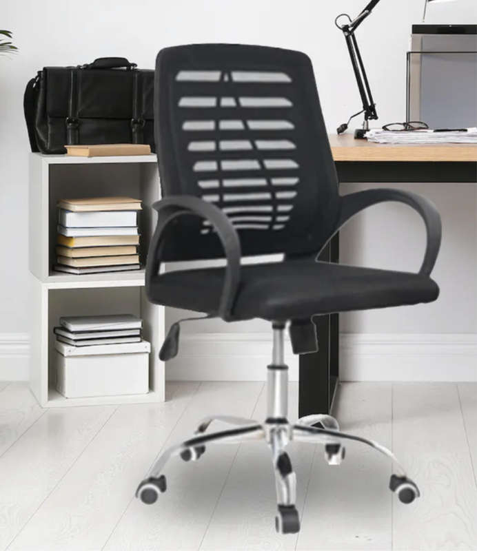 Black Ergonomic Office Chair with Armrest, Lift&Swivel/Tilt Mechanism and Metal Base Brand New