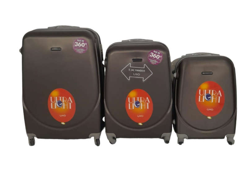 Lightweight Quad Wheel Quality Begin Again 360° - 3 Piece Luggage Set - Brown READ DESCRIPTION