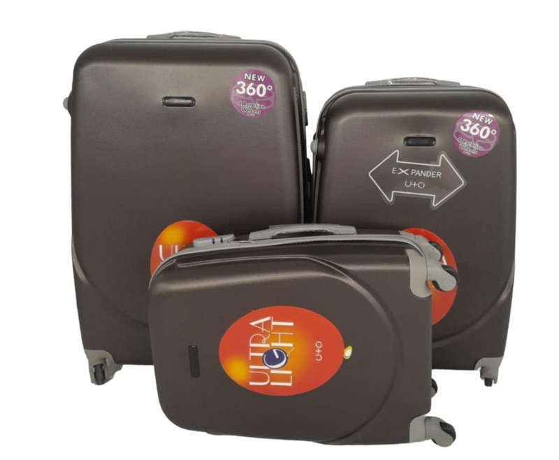 Lightweight Quad Wheel Quality Begin Again 360° - 3 Piece Luggage Set - Brown READ DESCRIPTION