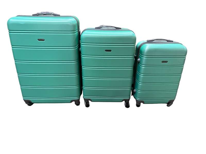 3 Piece Travel Luggage Set High Quality Hard Outer Shell - Apple Green
