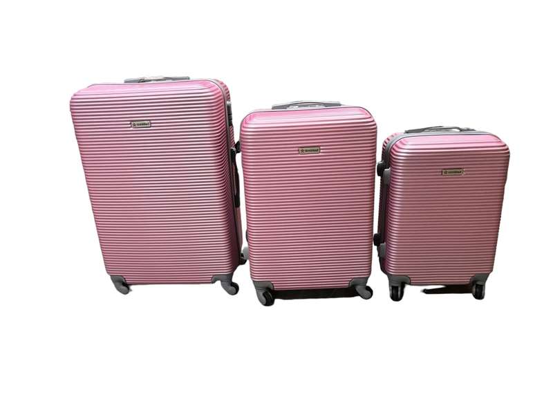 3 Piece Travel Luggage Set High Quality Hard Outer Shell - Bright Pink