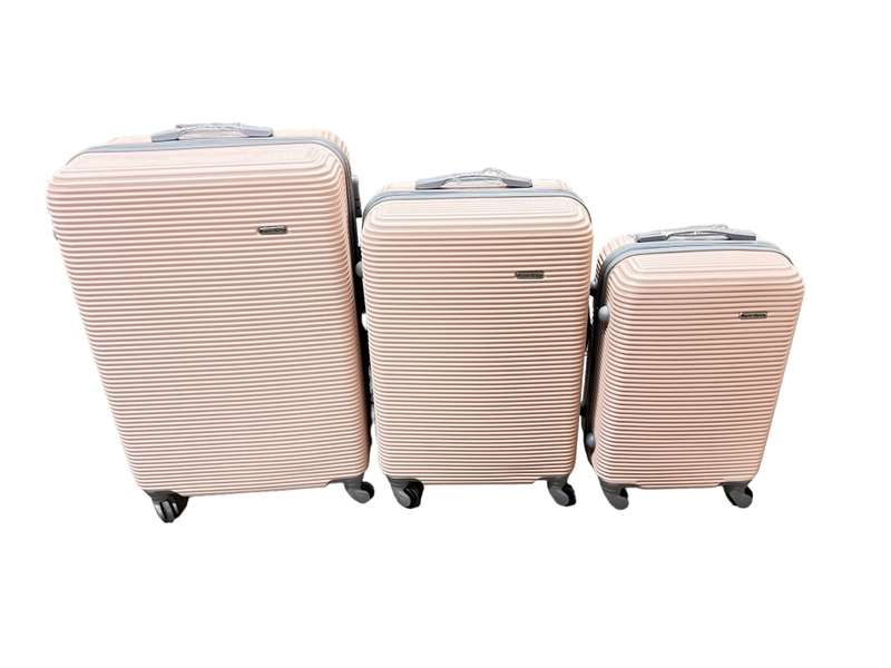 3 Piece Travel Luggage Set High Quality Hard Outer Shell - LIGHT PINK