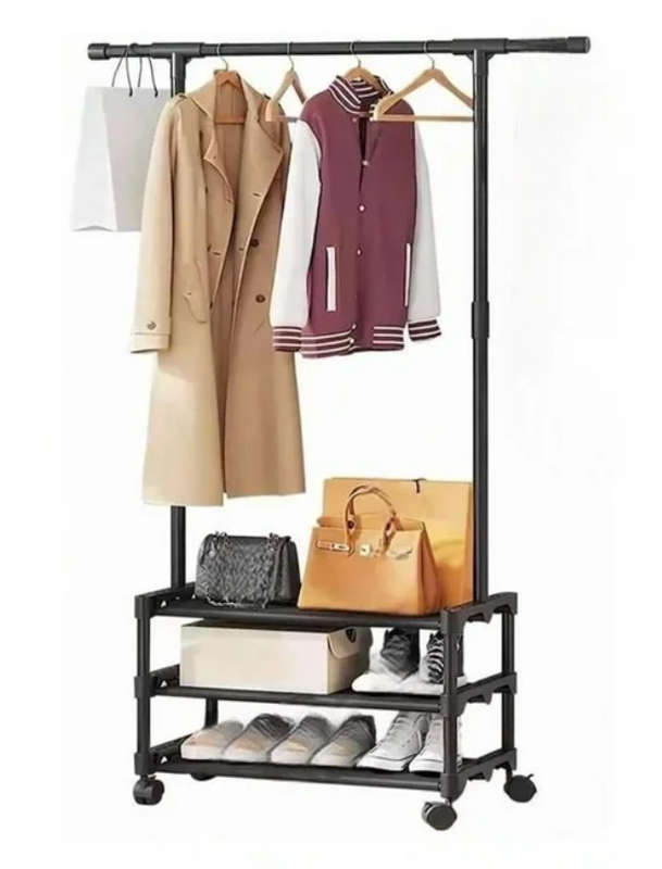3-Tier Clothes and Shoe Organizer with 360 Degree Wheels