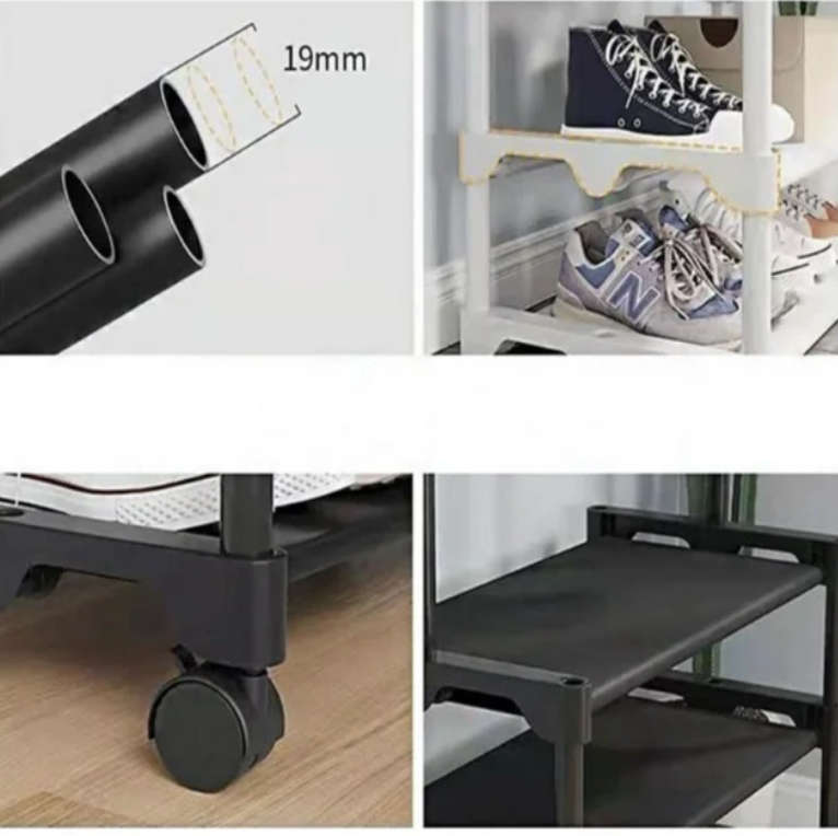 3-Tier Clothes and Shoe Organizer with 360 Degree Wheels