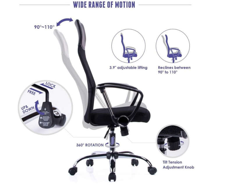 Zara - Ergonomic High-Back Office Chair - Black NEW