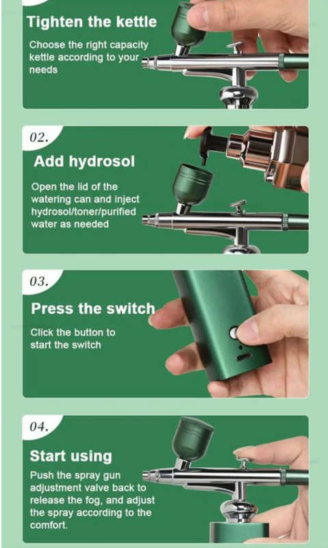 Rex M Portable Airbrush Compressor Kit, Ideal For Nails, Art, Cake & Makeup - Slick Red/Green