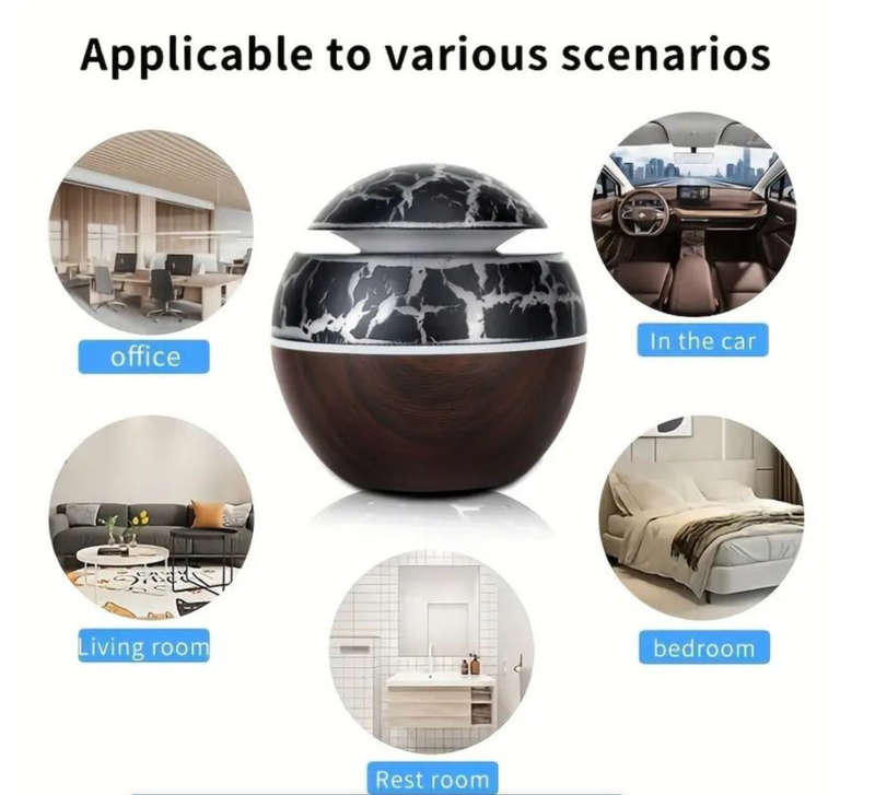 Daska Aroma Diffuser Air Humidifier With 7 Colour Changing LED Night Light - White/Brown