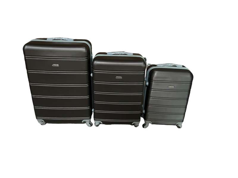 3 Piece Hard Outer Shell Premium Lightweight Luggage Set - Dark Brown