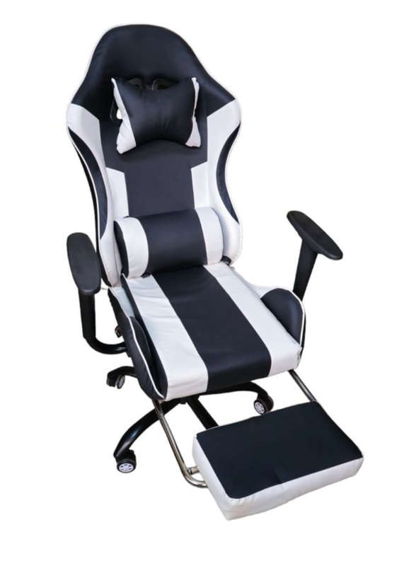 REX M Big Size High Back Reclinable Gaming Chair with Footrest and Arm Rest - White Brand New