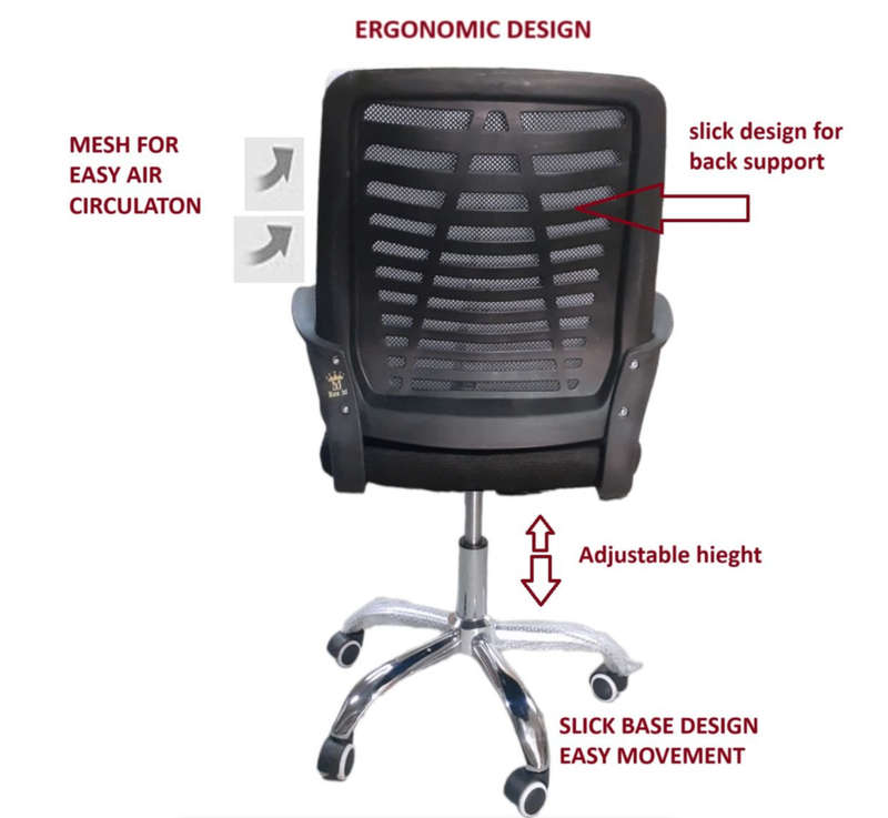 Ergonomic Back Mesh Office Chair with Adjustable height Steel Base Extra Thick Cushion - NEW