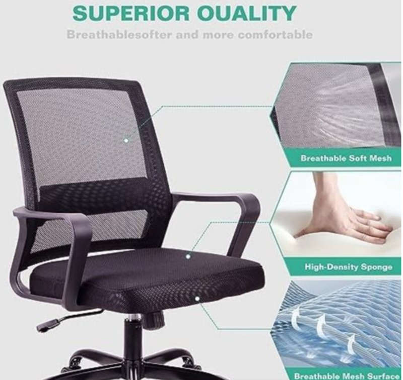 Ergonomic Office Chair with Steel Base and Thick Foam Seat Padding - Display Unit Read Description