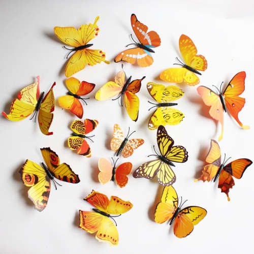 6x PVC 3d Butterfly wall stickers