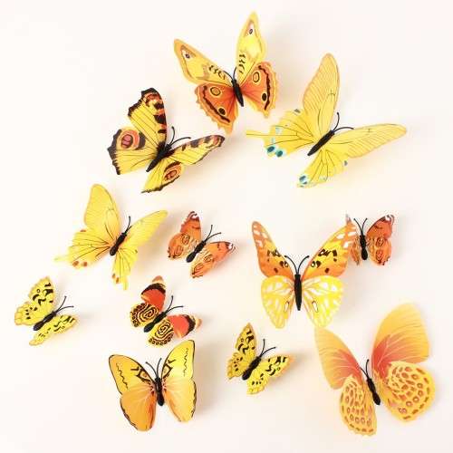 6x PVC 3d Butterfly wall stickers