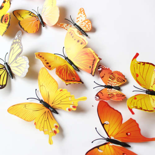 6x PVC 3d Butterfly wall stickers