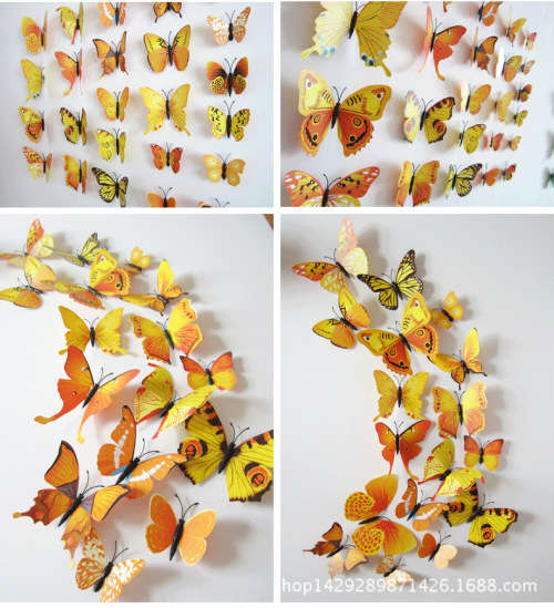 6x PVC 3d Butterfly wall stickers