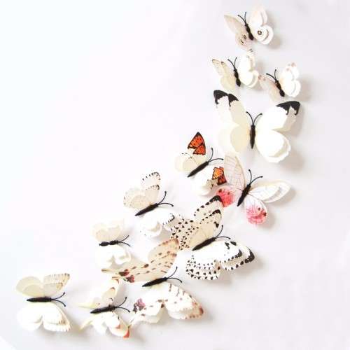 6x 3d DOUBLE Butterfly wall stickers