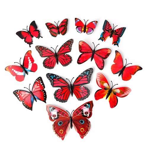 6x 3D Butterfly Wall Stickers