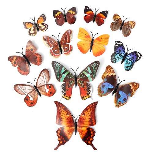 6x PVC 3d Butterfly wall stickers