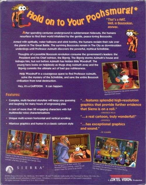 The Bizarre Adventures of Woodruff and the Schnibble PC Big box adventure game (pc cd)