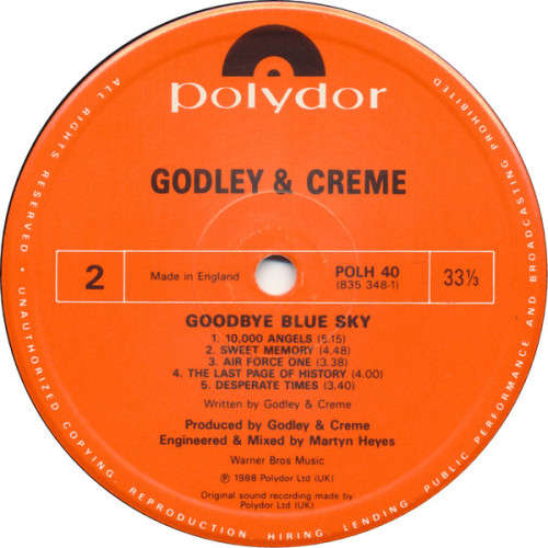 Godley and Creme - Goodbye Blue Sky LP