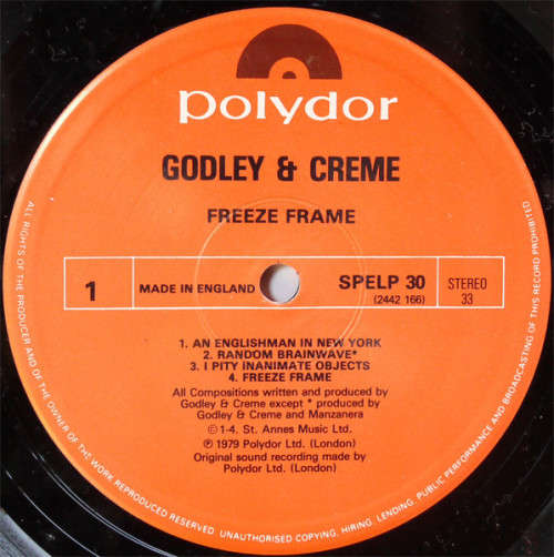 Godley and Creme - Freeze Frame LP