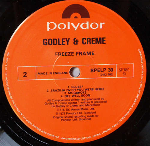 Godley and Creme - Freeze Frame LP